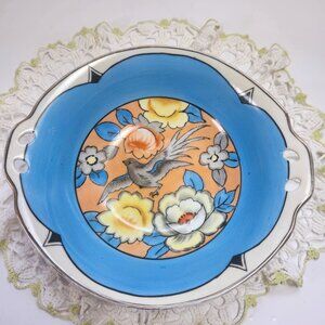 Noritake Bowl Hand Painted Bird and Flowers M Stamp Vintage Made in Japan